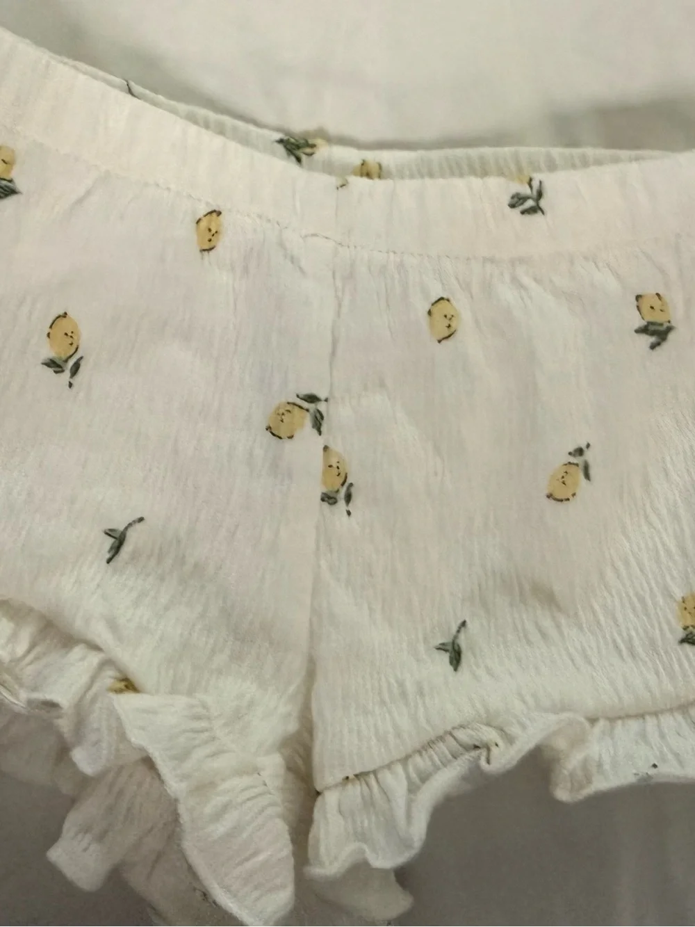 Carter's White Lemon Print Ruffle Shorts Set